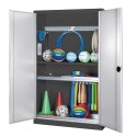 C+P HxWxD 195x120x50 cm, with Sheet Metal Double Doors Modular sports equipment cabinet Light grey (RAL 7035), Anthracite (RAL 7021), Keyed alike, Handle