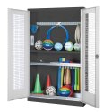 C+P HxWxD 195x120x50 cm, with Perforated Metal Double Doors Modular sports equipment cabinet Light grey (RAL 7035), Anthracite (RAL 7021), Keyed alike, Handle