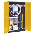 C+P with metal double doors (type 1), HxWxD 195x120x50 cm Equipment Cupboard Traffic Yellow (RAL 1023), Anthracite (RAL 7021), Keyed alike, Ergo-Lock recessed handle