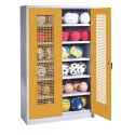 C+P HxWxD 195x120x50 cm, with Perforated Metal Double Doors (type 3) Ball Cabinet Golden Yellow (RAL 1004), Light grey (RAL 7035), Keyed alike, Ergo-Lock recessed handle