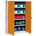 C+P Type 3, (with Metal Double Doors, H×W×D: 195×150×50 cm) Ball Cabinet Yellow orange (RAL 2000), Light grey (RAL 7035), Keyed alike, Ergo-Lock recessed handle