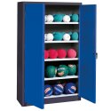 C+P Type 3, (with Metal Double Doors, H×W×D: 195×150×50 cm) Ball Cabinet Gentian blue (RAL 5010), Anthracite (RAL 7021), Keyed alike, Ergo-Lock recessed handle