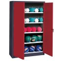 C+P Type 3, (with Metal Double Doors, H×W×D: 195×150×50 cm) Ball Cabinet Ruby red (RAL 3003), Anthracite (RAL 7021), Keyed alike, Ergo-Lock recessed handle