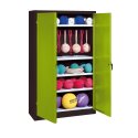 C+P Sports equipment cabinet Viridian green (RDS 110 80 60), Anthracite (RAL 7021), Keyed alike, Ergo-Lock recessed handle