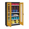 C+P with perforated metal double doors (type 2), HxWxD 195x120x50 cm Equipment Cupboard Golden Yellow (RAL 1004), Anthracite (RAL 7021), Keyed alike, Ergo-Lock recessed handle