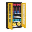 C+P with perforated metal double doors (type 2), HxWxD 195x120x50 cm Equipment Cupboard Traffic Yellow (RAL 1023), Anthracite (RAL 7021), Keyed alike, Ergo-Lock recessed handle