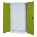 C+P HxWxD 195x120x50 cm, with Sheet Metal Double Doors Modular sports equipment cabinet Clown Green (RAL 110 80 60), Light grey (RAL 7035), Keyed alike, Ergo-Lock recessed handle