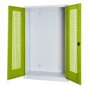 C+P HxWxD 195x120x50 cm, with Perforated Sheet Double Doors Modular sports equipment cabinet Clown Green (RAL 110 80 60), Light grey (RAL 7035), Keyed alike, Ergo-Lock recessed handle