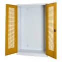 C+P HxWxD 195x120x50 cm, with Perforated Sheet Double Doors Modular sports equipment cabinet Golden Yellow (RAL 1004), Light grey (RAL 7035), Keyed alike, Ergo-Lock recessed handle