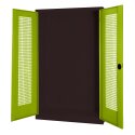 C+P HxWxD 195x120x50 cm, with Perforated Sheet Double Doors Modular sports equipment cabinet Clown Green (RAL 110 80 60), Anthracite (RAL 7021), Keyed alike, Ergo-Lock recessed handle