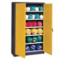 C+P HxWxD 195x93x40 cm, with Sheet Metal Double Doors (type 3) Ball Cabinet Traffic Yellow (RAL 1023), Anthracite (RAL 7021), Keyed alike