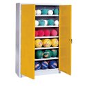 C+P HxWxD 195x93x50 cm, with Sheet Metal Double Doors (type 3) Ball Cabinet Traffic Yellow (RAL 1023), Light grey (RAL 7035), Keyed alike