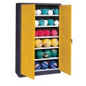 C+P HxWxD 195x93x50 cm, with Sheet Metal Double Doors (type 3) Ball Cabinet Traffic Yellow (RAL 1023), Anthracite (RAL 7021), Keyed alike