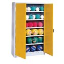 C+P HxWxD 195x120x40 cm, with Sheet Metal Double Doors (type 3) Ball Cabinet Traffic Yellow (RAL 1023), Light grey (RAL 7035), Keyed alike