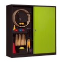 C+P with Sheet Metal Sliding Doors (type 5), HxWxD 195x190x60 cm Equipment Cupboard Clown Green (RAL 110 80 60), Anthracite (RAL 7021), Keyed alike