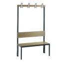 C+P for Damp Areas with Backrest Changing Room Bench 1 m, Without shoe shelf, Sereno Oak