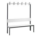 C+P for Damp Areas with Backrest Changing Room Bench 1.5 m, Without shoe shelf, Approx. Colour RAL 9016 Traffic White