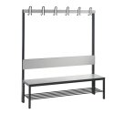 C+P for Damp Areas with Backrest Changing Room Bench 1.5 m, With shoe shelf, Approx. Colour RAL 7004 Signal Grey