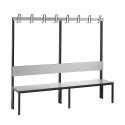 C+P for Damp Areas with Backrest Changing Room Bench 2 m, Without shoe shelf, Approx. Colour RAL 7004 Signal Grey