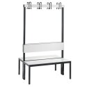 C+P for Damp Areas with Double-Sided Backrest Changing Room Bench 1 m, Without shoe shelf, Approx. Colour RAL 9016 Traffic White