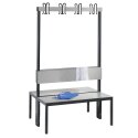 C+P for Damp Areas with Double-Sided Backrest Changing Room Bench 1 m, Without shoe shelf, Approx. Colour RAL 7004 Signal Grey