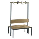 C+P for Damp Areas with Double-Sided Backrest Changing Room Bench 1 m, Without shoe shelf, Sereno Oak