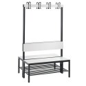 C+P for Damp Areas with Double-Sided Backrest Changing Room Bench 1 m, With shoe shelf, Approx. Colour RAL 9016 Traffic White