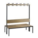 C+P for Damp Areas with Double-Sided Backrest Changing Room Bench 1.5 m, Without shoe shelf, Sereno Oak