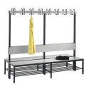 C+P for Damp Areas with Double-Sided Backrest Changing Room Bench 2 m, With shoe shelf, Approx. Colour RAL 7004 Signal Grey