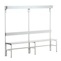 Sypro for Damp Areas with Backrest Changing Room Bench 2 m, Without shoe shelf, Light Grey (RAL 7035)