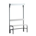 Sypro for Wet Areas with Backrest Changing Room Bench 1.01 m, Without shoe shelf, Anthracite (RAL 7016)