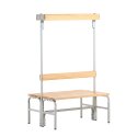 Sypro for Dry Areas with Double-Sided Backrest Changing Room Bench 1.01 m, Without shoe shelf, Light Grey (RAL 7035)