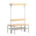 Sypro for Dry Areas with Double-Sided Backrest Changing Room Bench 1.01 m, With shoe shelf, Light Grey (RAL 7035)