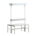 Sypro for Damp Areas with Double-Sided Backrest Changing Room Bench 1.01 m, Without shoe shelf, Light Grey (RAL 7035)