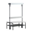 Sypro for Wet Areas with Double-Sided Backrest Changing Room Bench 1.01 m, With shoe shelf, Anthracite (RAL 7016)