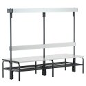 Sypro for Wet Areas with Double-Sided Backrest Changing Room Bench 2 m, With shoe shelf, Anthracite (RAL 7016)