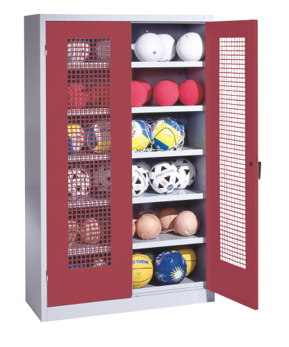 C+P HxWxD 195x120x50 cm, with Perforated Metal Double Doors (type 3) Ball Cabinet
