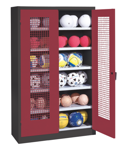C+P HxWxD 195x120x50 cm, with Perforated Metal Double Doors (type 3) Ball Cabinet