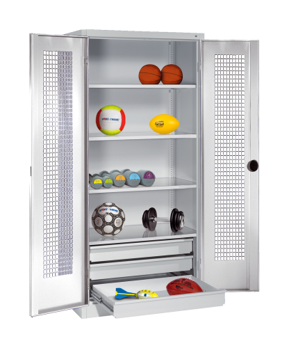C+P with Drawers and Perforated Double Doors, H×W×D 195×120×50 cm Equipment Cupboard