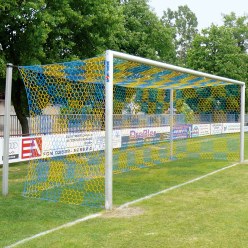 Aluminium Football Goal, 7.32x2.44 m, Socketed with Free Net Suspension