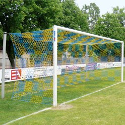 Aluminium Football Goal, 7.32x2.44 m, Socketed with Free Net Suspension