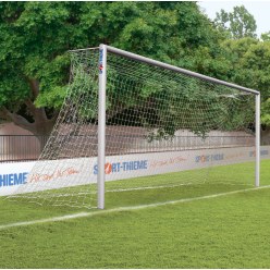 Aluminium Football Goal, 7.32x2.44 m, in Ground Sockets with Screwed Corner Joints