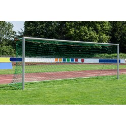  Sport-Thieme stands in ground sockets, with SimplyFix, White Full-Size Football Goal