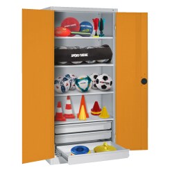  C+P Type 4 Sports Equipment Locker with Drawers and Sheet Metal Double Doors, H×W×D: 195×120×50 cm Sports equipment cabinet