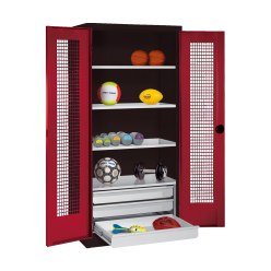  C+P Type 4 Sports Equipment Locker with Drawers and Perforated Double Doors, H×W×D: 195×120×50 cm Sports equipment cabinet
