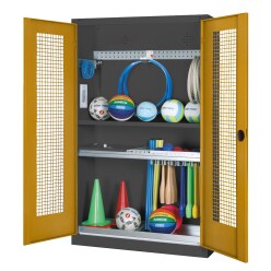  C+P HxWxD 195x120x50 cm, with Perforated Metal Double Doors Modular sports equipment cabinet