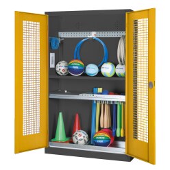  C+P HxWxD 195x120x50 cm, with Perforated Metal Double Doors Modular sports equipment cabinet