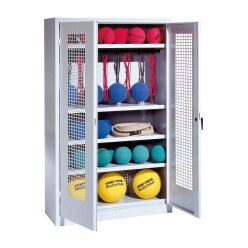 Sports Equipment Locker, HxWxD 195x120x50 cm, with perforated metal double doors (type 2)