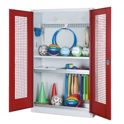  C+P HxWxD 195x120x50 cm, with Perforated Metal Double Doors Modular sports equipment cabinet
