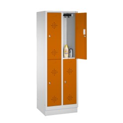 "S 2000 Classic" Double Lockers with 150-mm-high Feet Light grey (RAL 7035), 180x81x50 cm/ 4 shelves